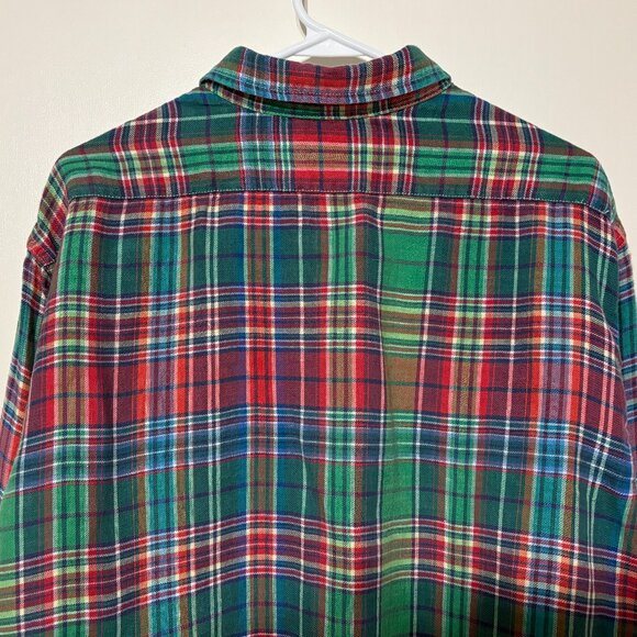 Ralph Lauren Polo Mens Red/Green Plaid Linen Twill Button-Front Shirt XXL/2XL - Picture 5 of 9
